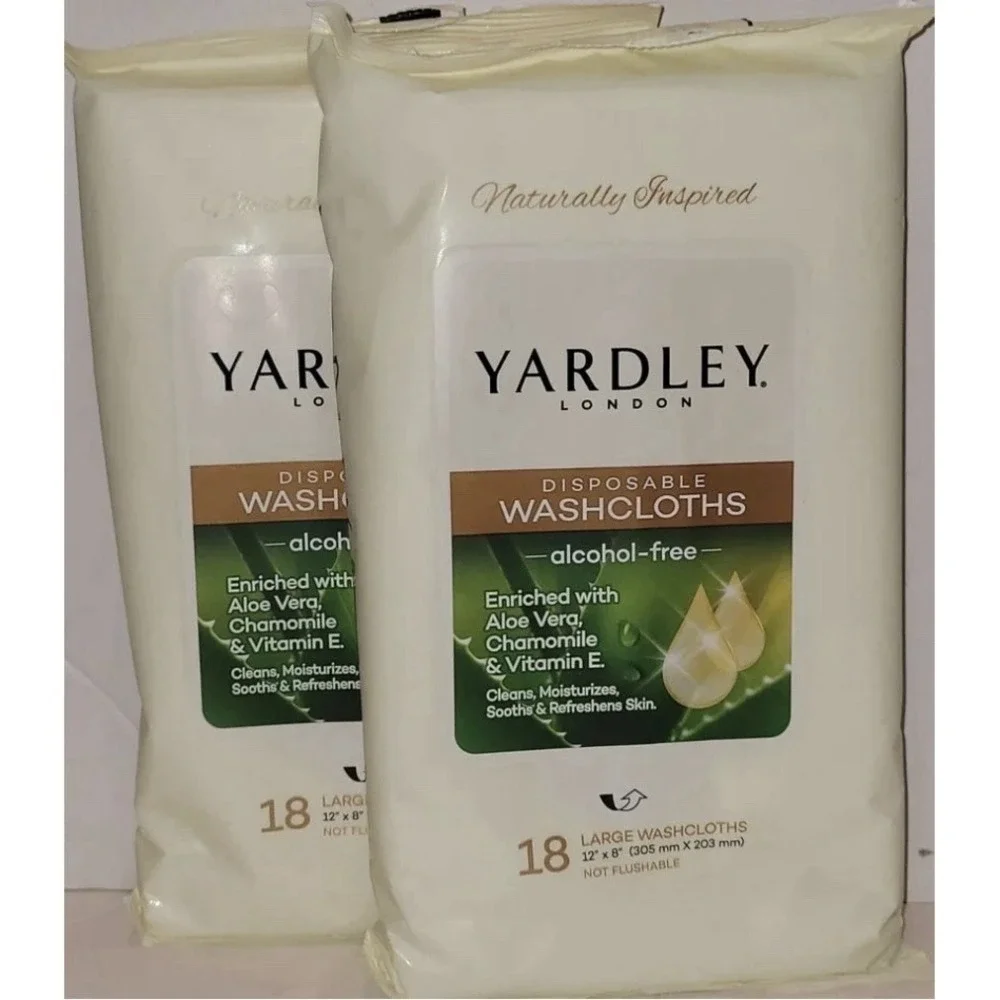 Lot 2 Disposable Washcloths 18/Pk by Yardley London 12 x 8